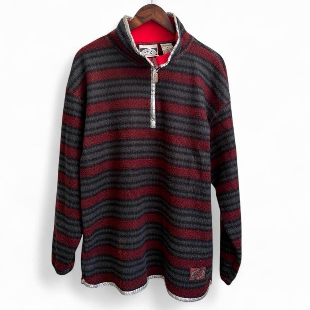 Vintage 90s Bugle Boy Quarter Zip Gorpcore Retro Striped Mens M Fleece Sweater